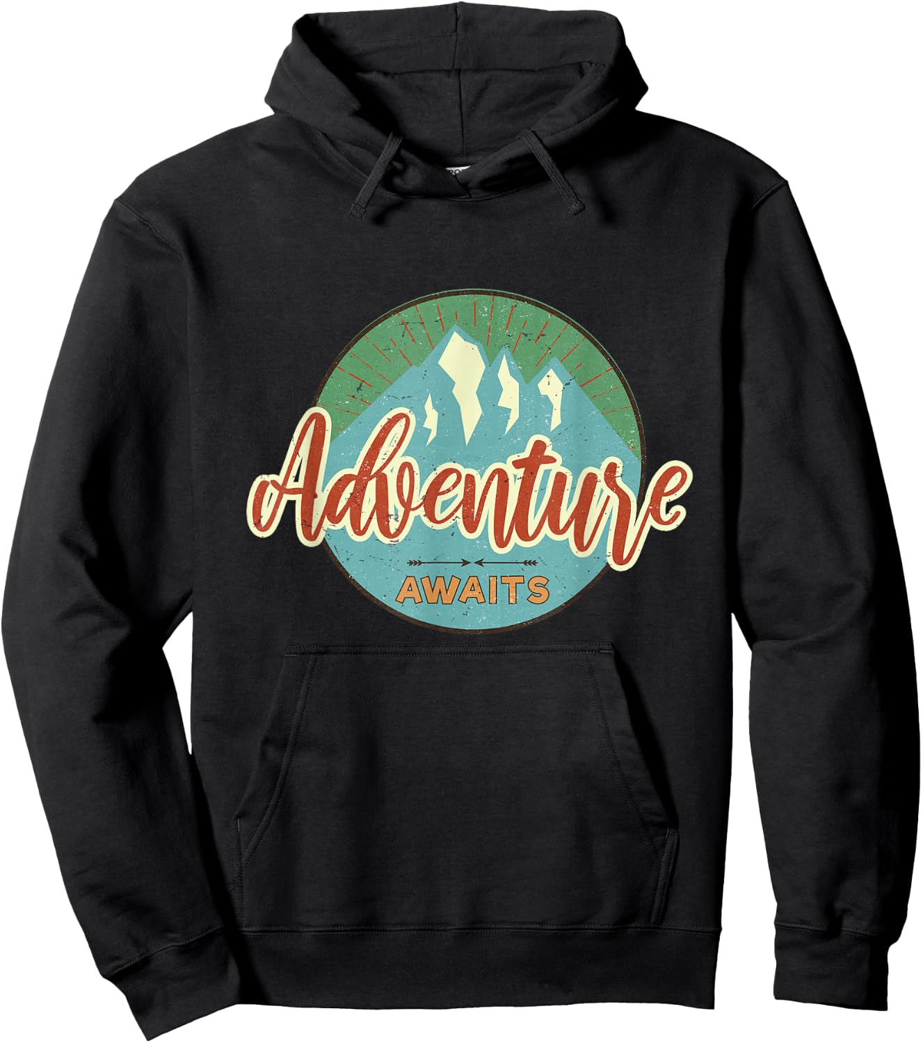 Adventure Awaits Vintage Great Adventure Hiking Camping Hoodie - Hoodie | Black