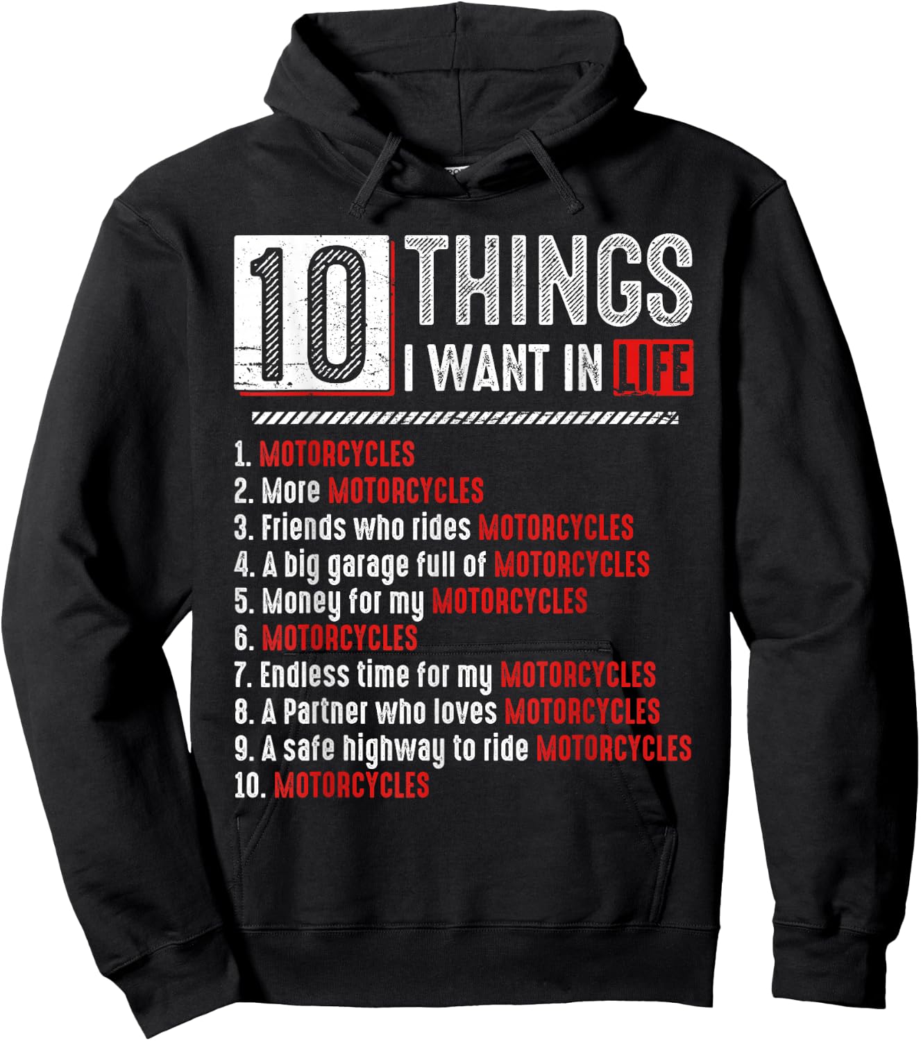 Motorcycles 10 Things I Want In Life Biker Motorcycle Lover Hoodie - Hoodie | Black
