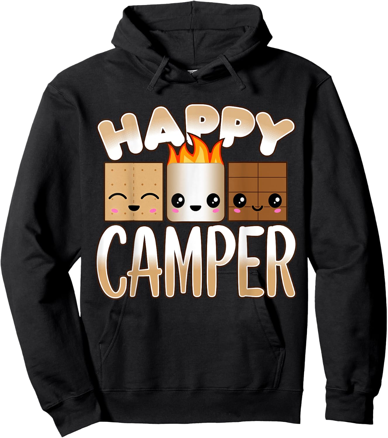 Campfire Camping Outdoor Friends Smores Happy Camper Hoodie - Hoodie | Black