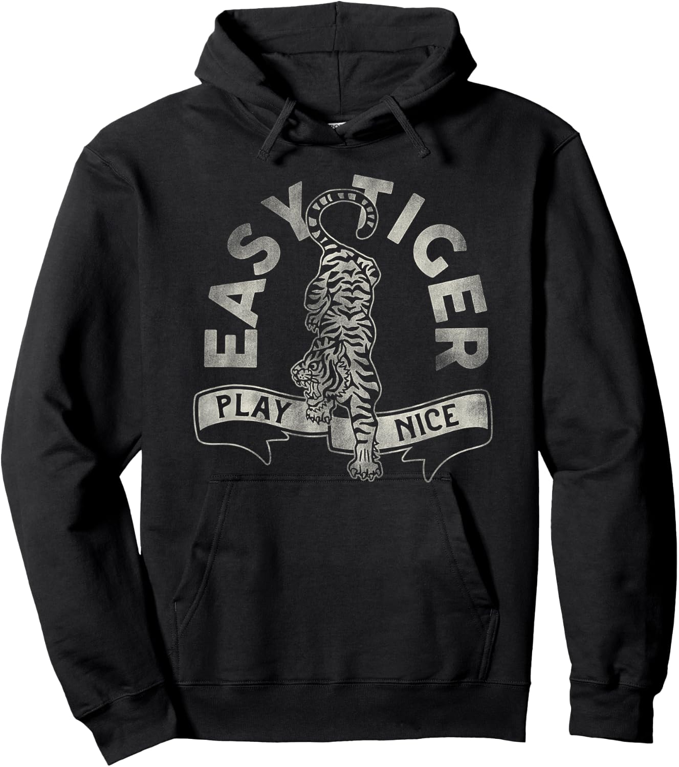 Easy Tiger, Play Nice! A Cute & Funny Retro Animal Design Hoodie - Hoodie | Black