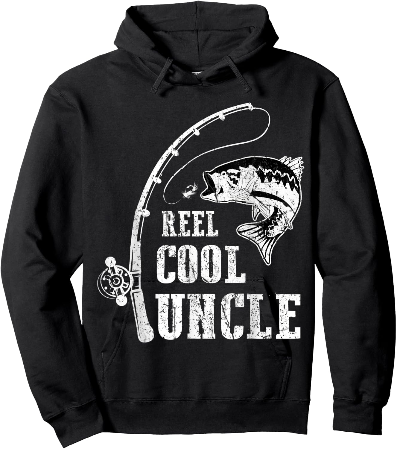 Reel Cool Uncle Fishing Daddy Fathers Day Hoodie - Hoodie | Black
