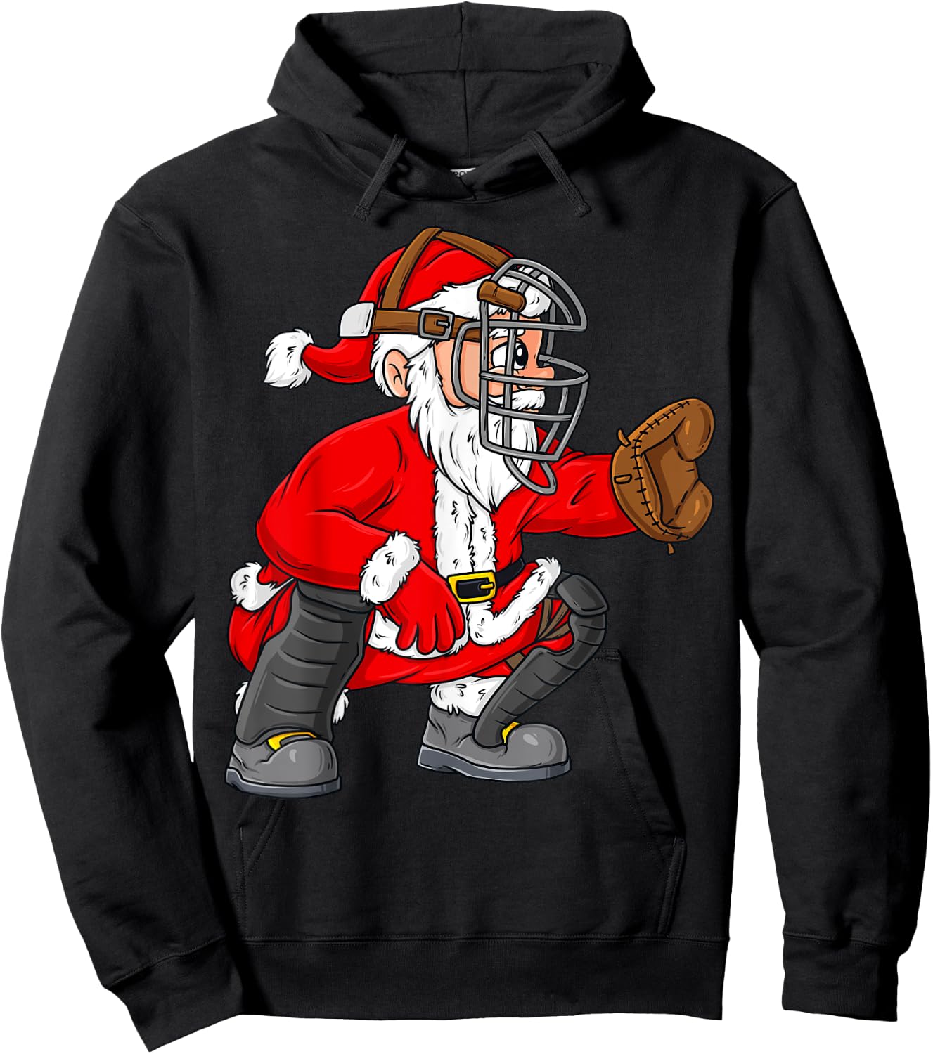 Christmas Santa Claus Baseball Catcher Boys Girls Kids Xmas Hoodie - Hoodie | Black