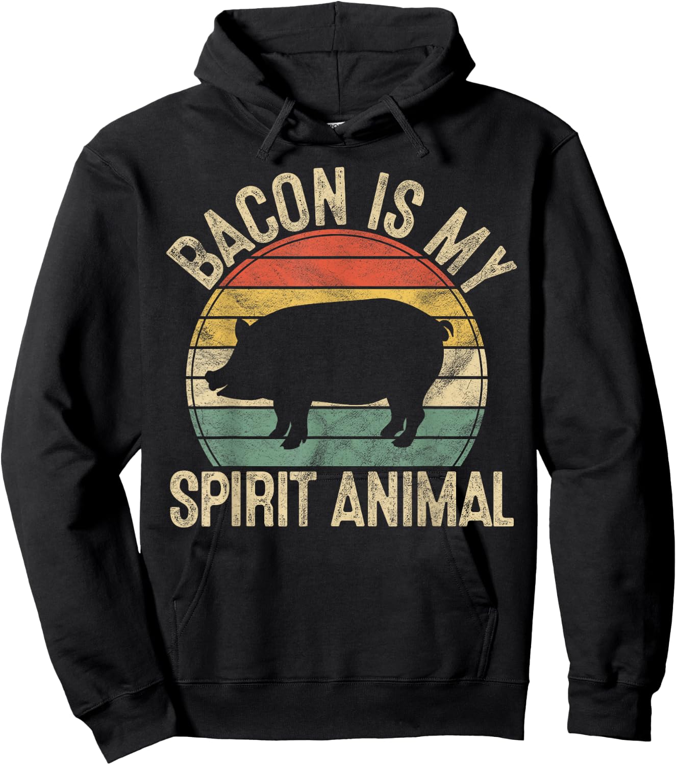 Bacon Is My Spirit Animal Gift Retro BBQ Costume Pork Grill Hoodie - Hoodie | Black