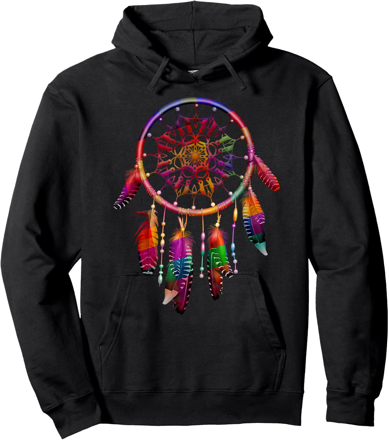 Colorful Dreamcatcher Feathers Tribal Native American Indian Small Hoodie - Hoodie | Black