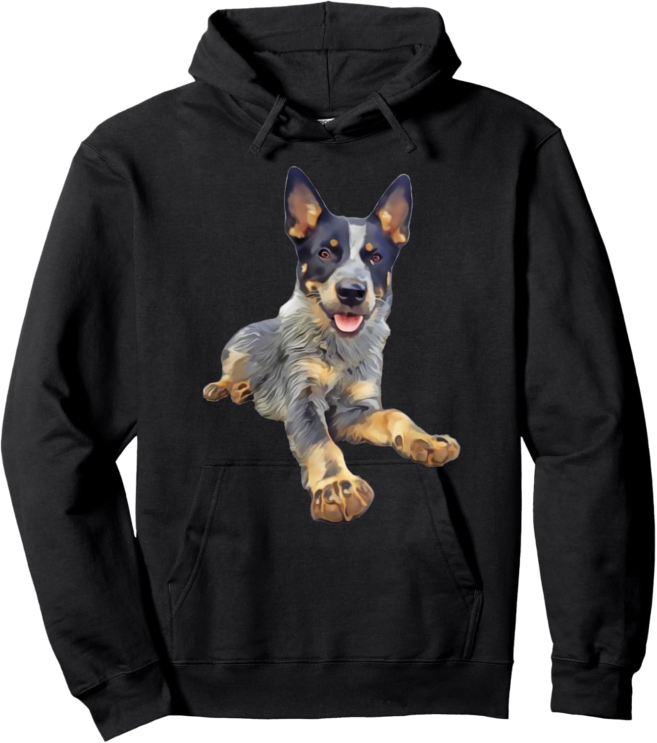 Queensland Heeler Blue Laying Down Hoodie - Hoodie | Black