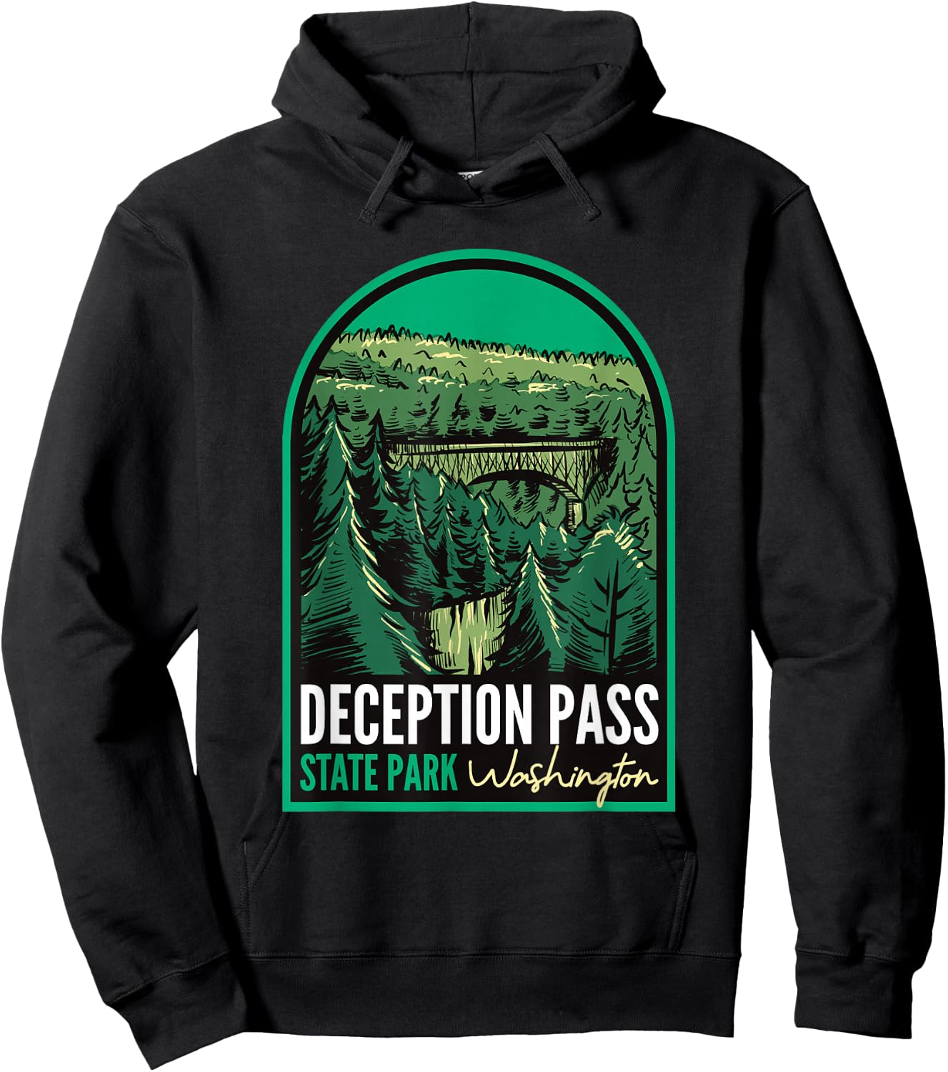 Deception Pass State Park Washington Hoodie - Hoodie | Black