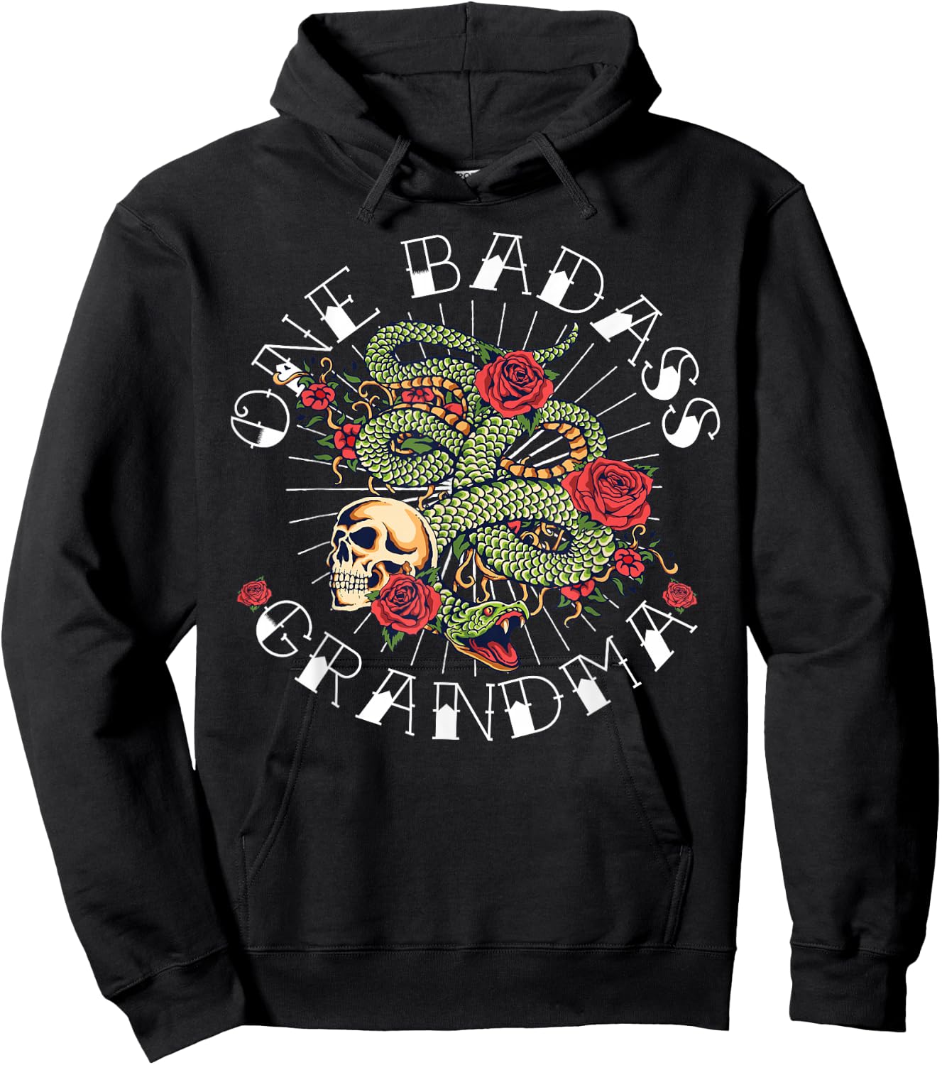 One Badass Grandmother Tattoo Art Funny Gift Grandma Hoodie - Hoodie | Black