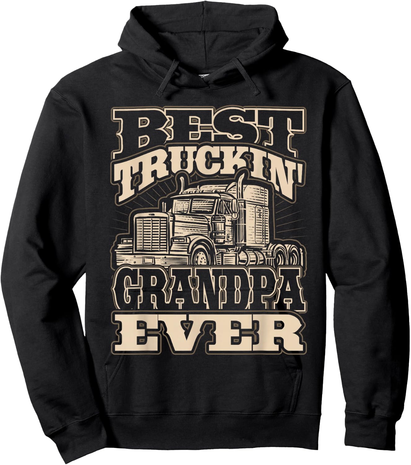Best Truckin Grandpa Ever Semi Truck Trucker Hoodie - Hoodie | Black