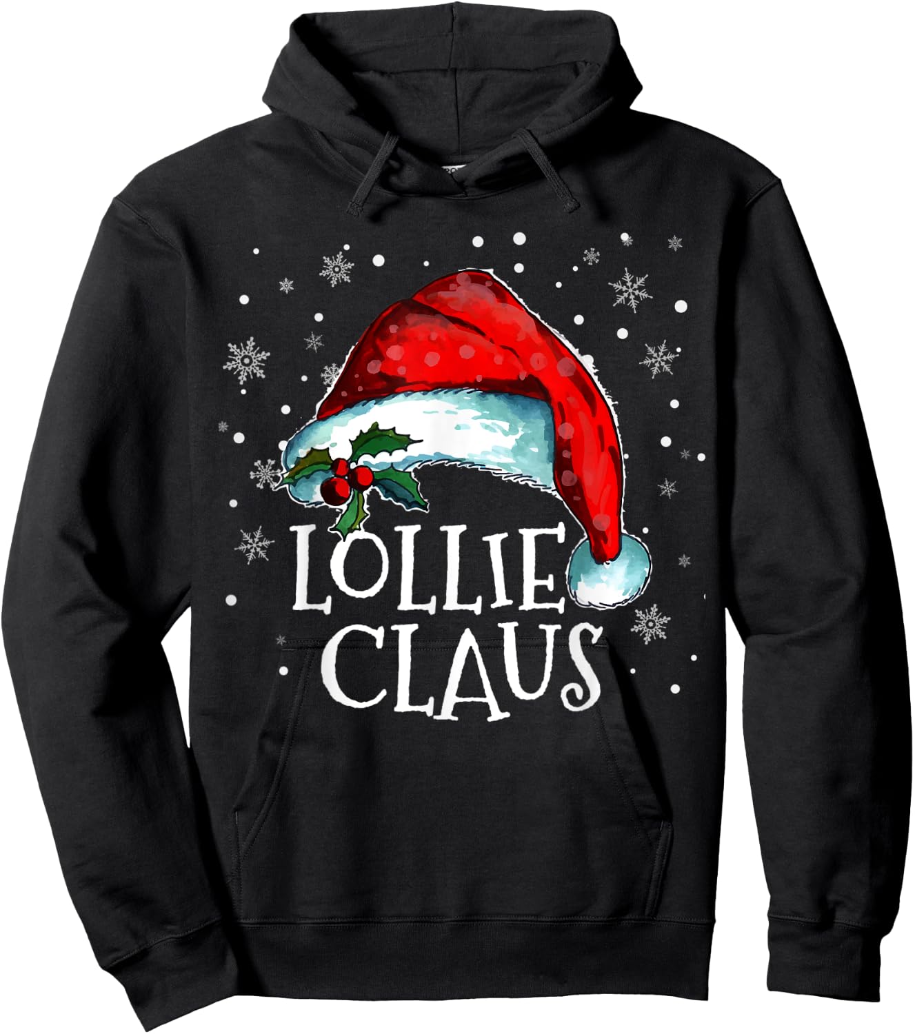 Lollie Claus Grandma Santa Claus Funny Family Christmas Hoodie - Hoodie | Black