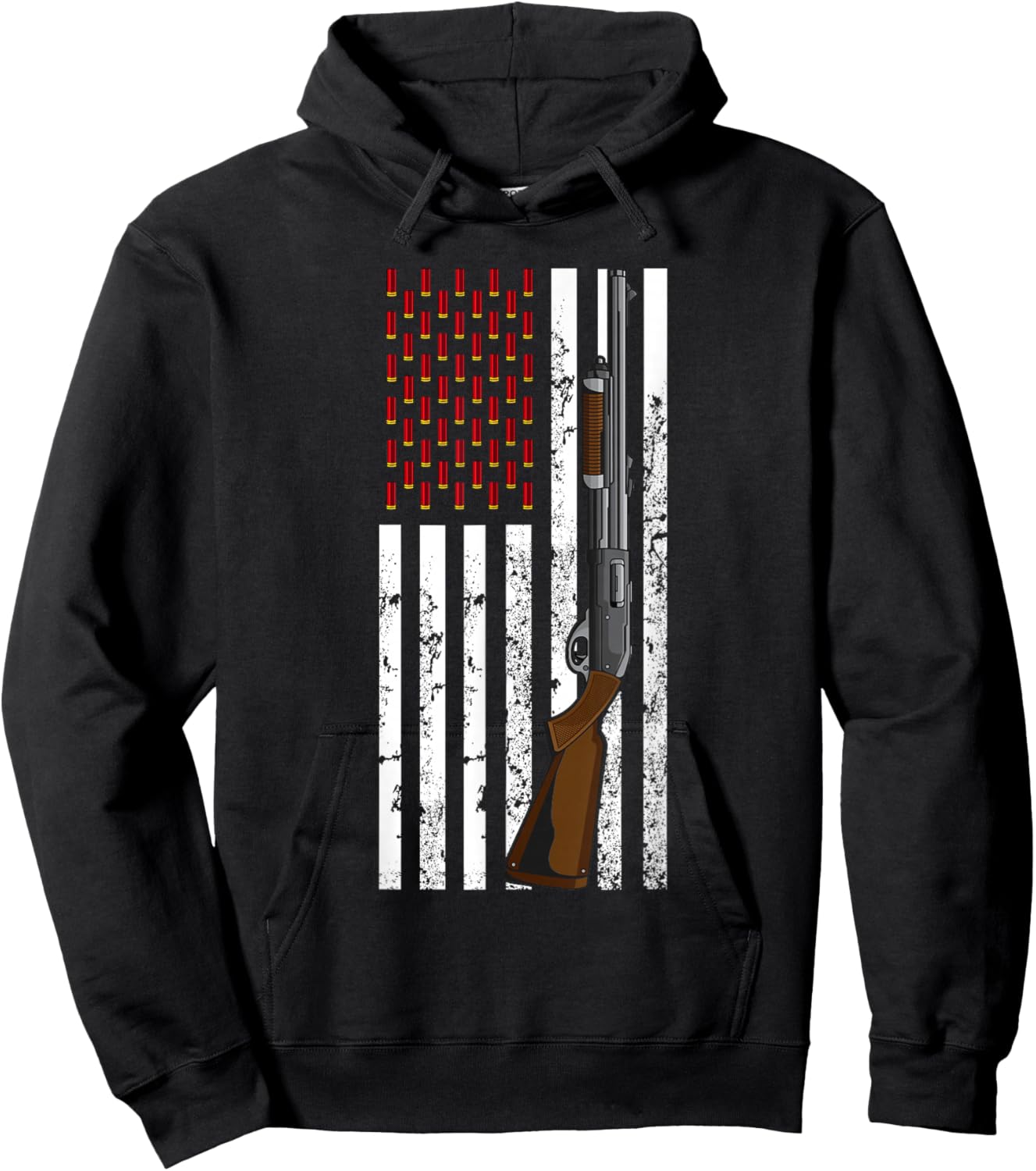 Clay Pigeon Shooting USA Flag - Shotgun & Cartridge Flag Women Men Hoodie - Hoodie | Black