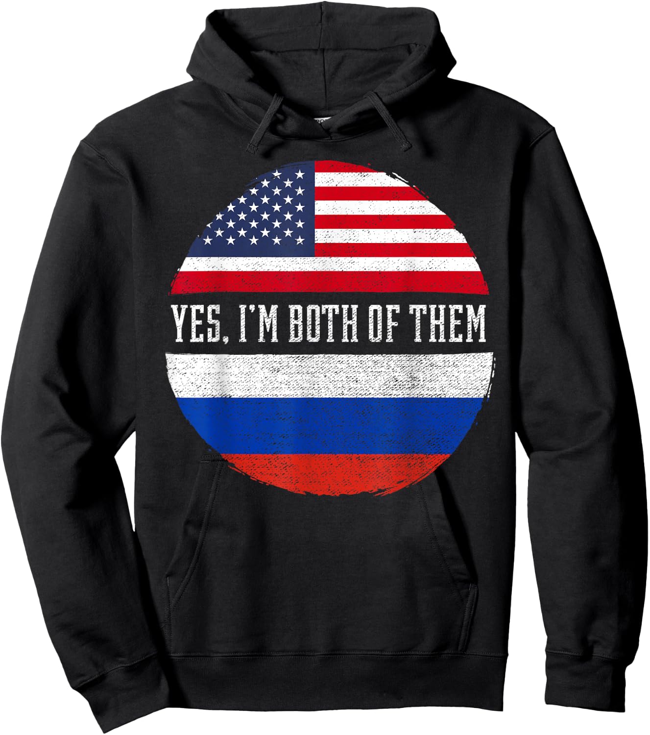 Half American Half Russian USA Flag Russia Heritage DNA Hoodie - Hoodie | Black