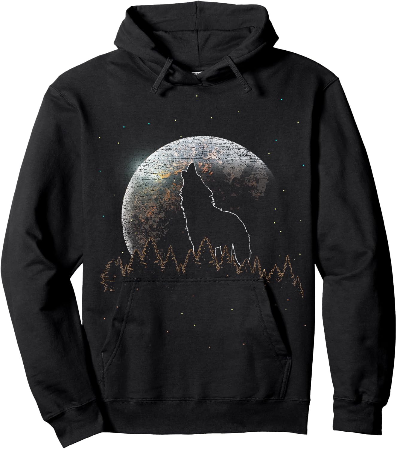 Predator Animal Lover Wildlife Forest Full Moon Howling Wolf Hoodie - Hoodie | Black