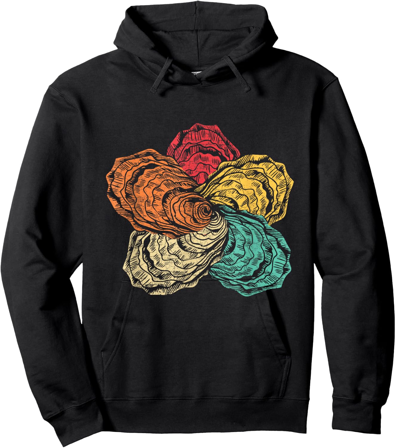 Vintage Animal Oyster Lover Retro 70s 80s Hoodie - Hoodie | Black