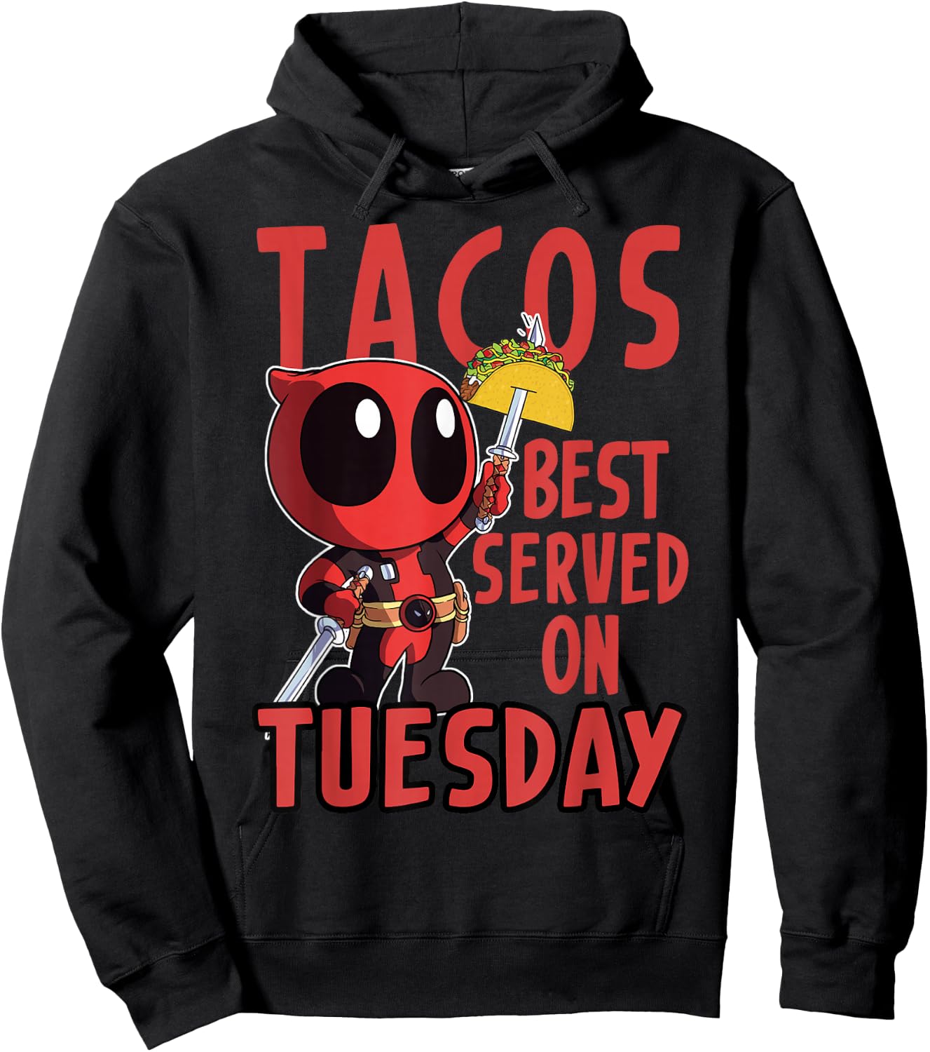 Marvel Deadpool Tacos Best Served On Tuesday Hoodie - Hoodie | Black
