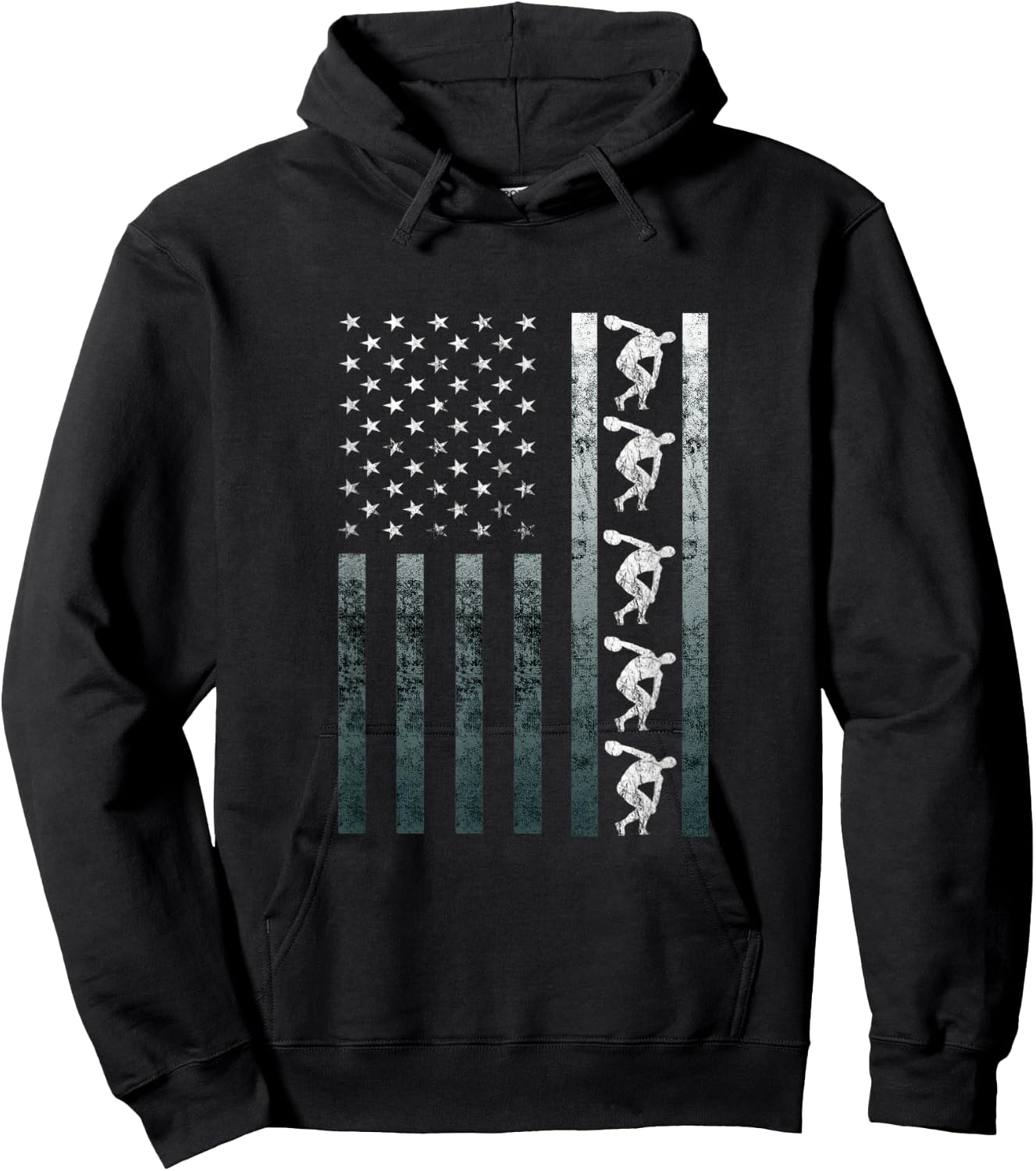 Discus Thrower Track And Field Vintage America Flag USA Hoodie - Hoodie | Black