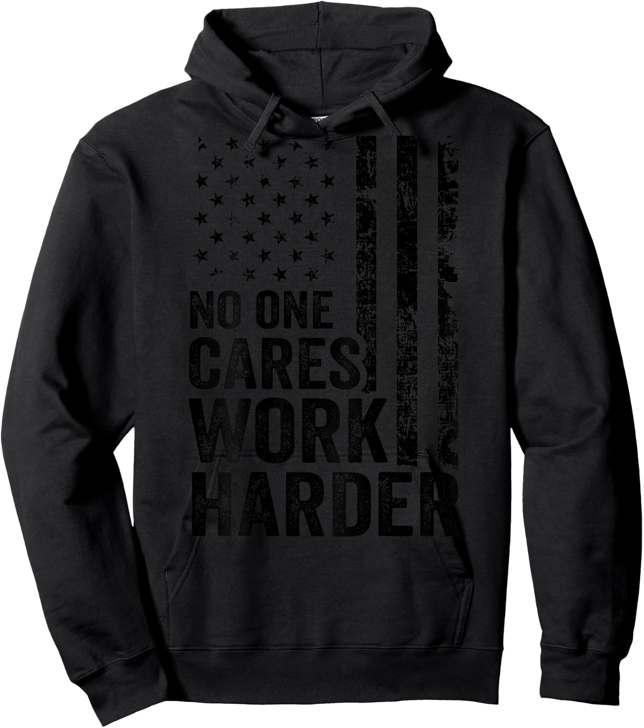 No One Cares Work Harder/Fitness Workout Gym USA (ON Back) Hoodie - Hoodie | Black