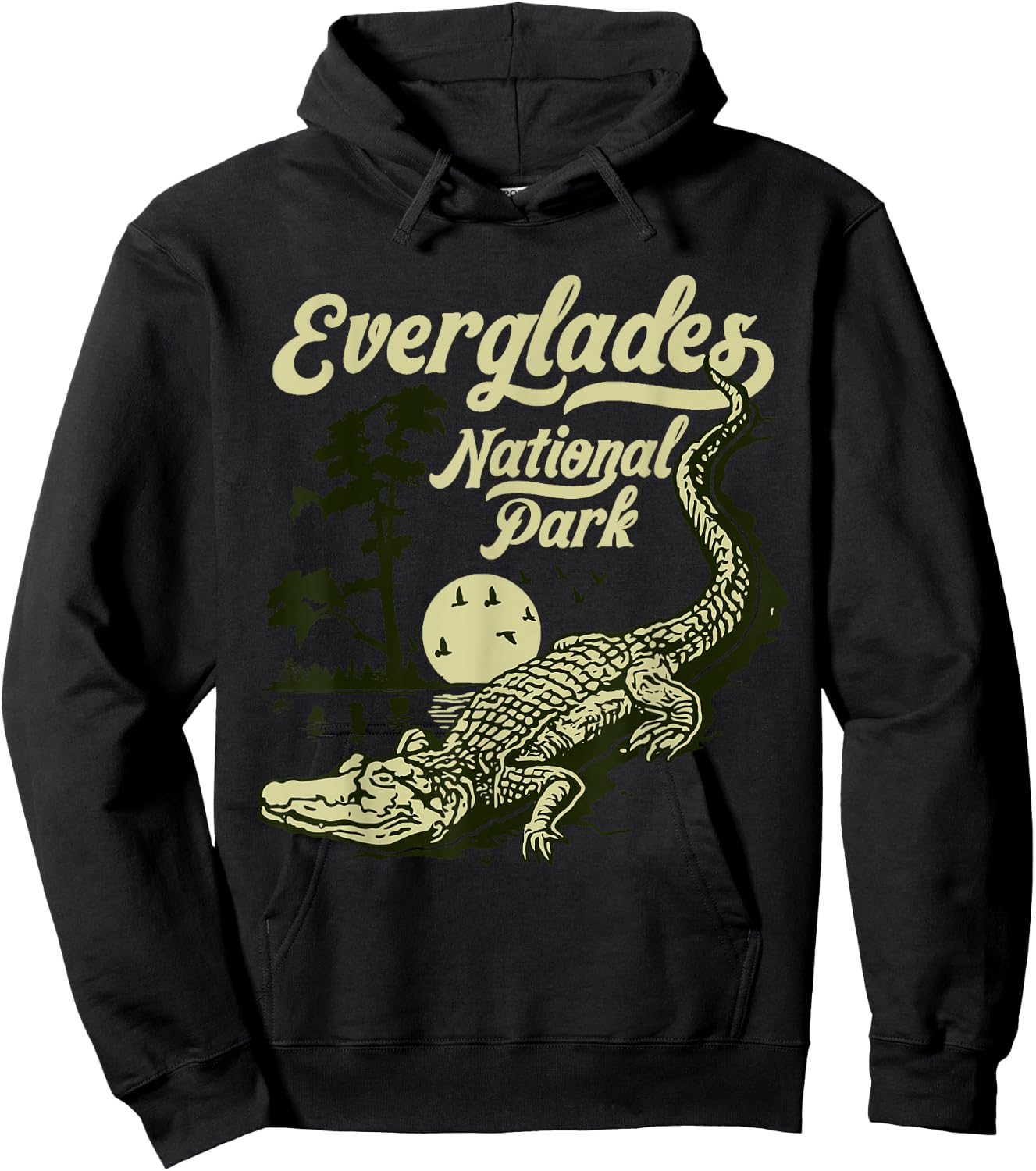 Giant Step Design Co. Everglades National Park Vintage Crocodile Alligator Florida Hoodie - Hoodie | Black