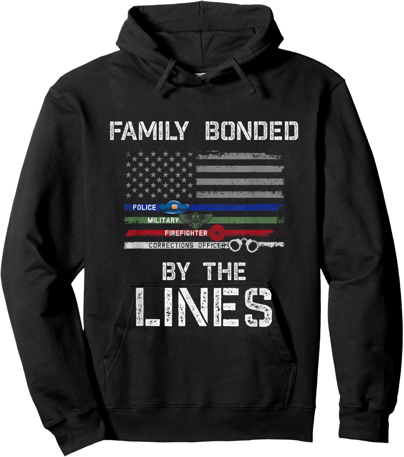 First Responders American Flag police military Firefighter Hoodie - Hoodie | Black
