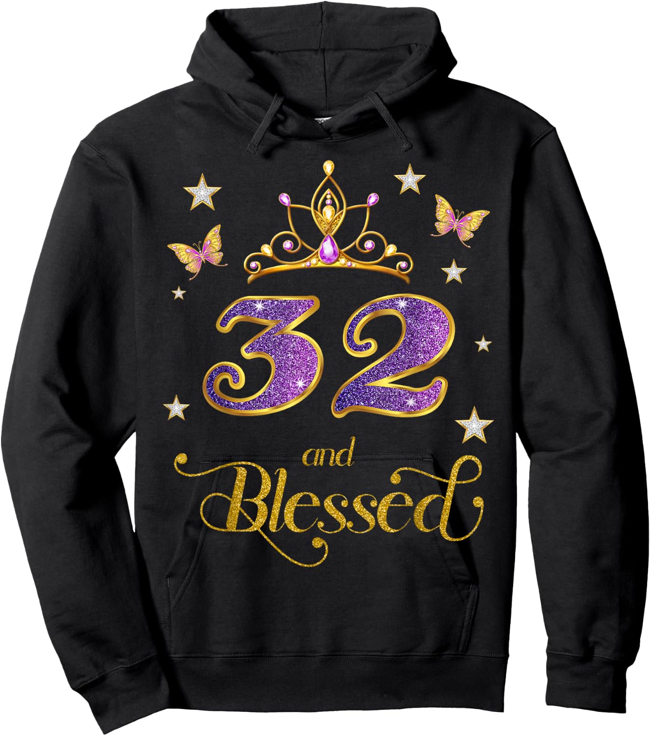 32 and Blessed 32 Years Old Birthday 32nd Birthday Hoodie - Hoodie | Black
