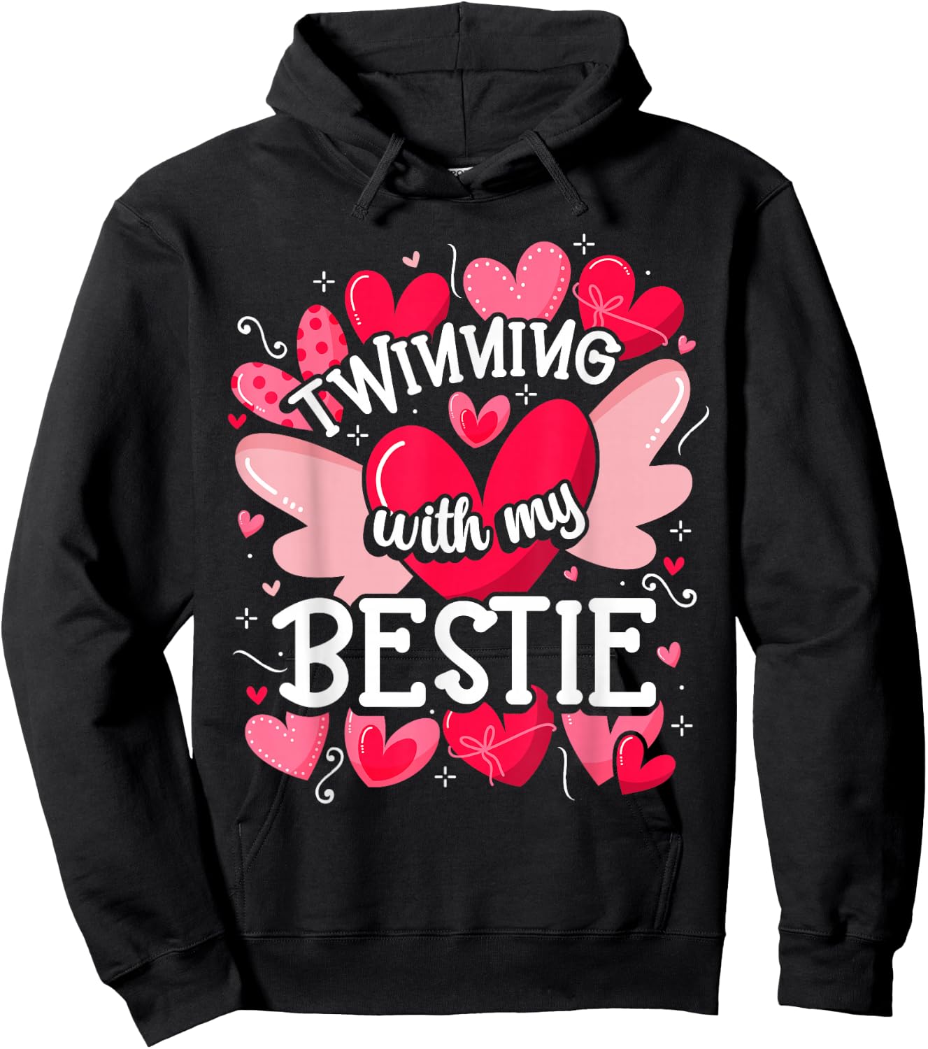 Friendship Matching Twin Twinning With My Bestie Twins Day Hoodie - Hoodie | Black