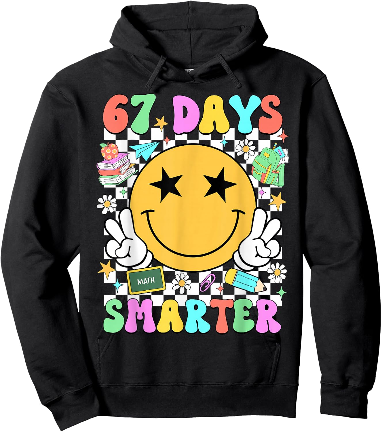 67 Days of School Smile Face 67 Days Smarter Teacher Kids Hoodie - Hoodie | Black