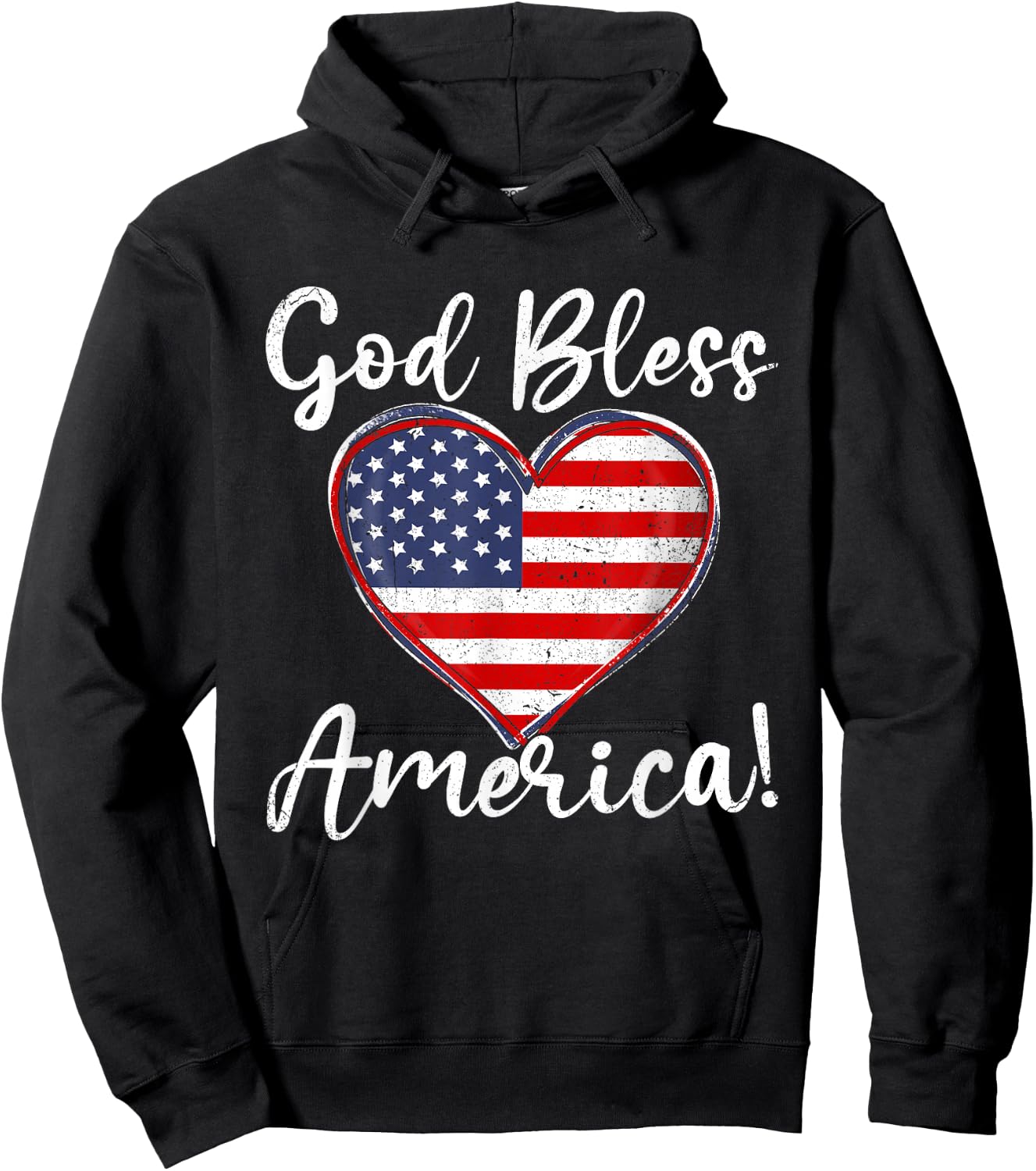 Funny God Bless American USA Flag Patriotic 4th of July Hoodie - Hoodie | Black