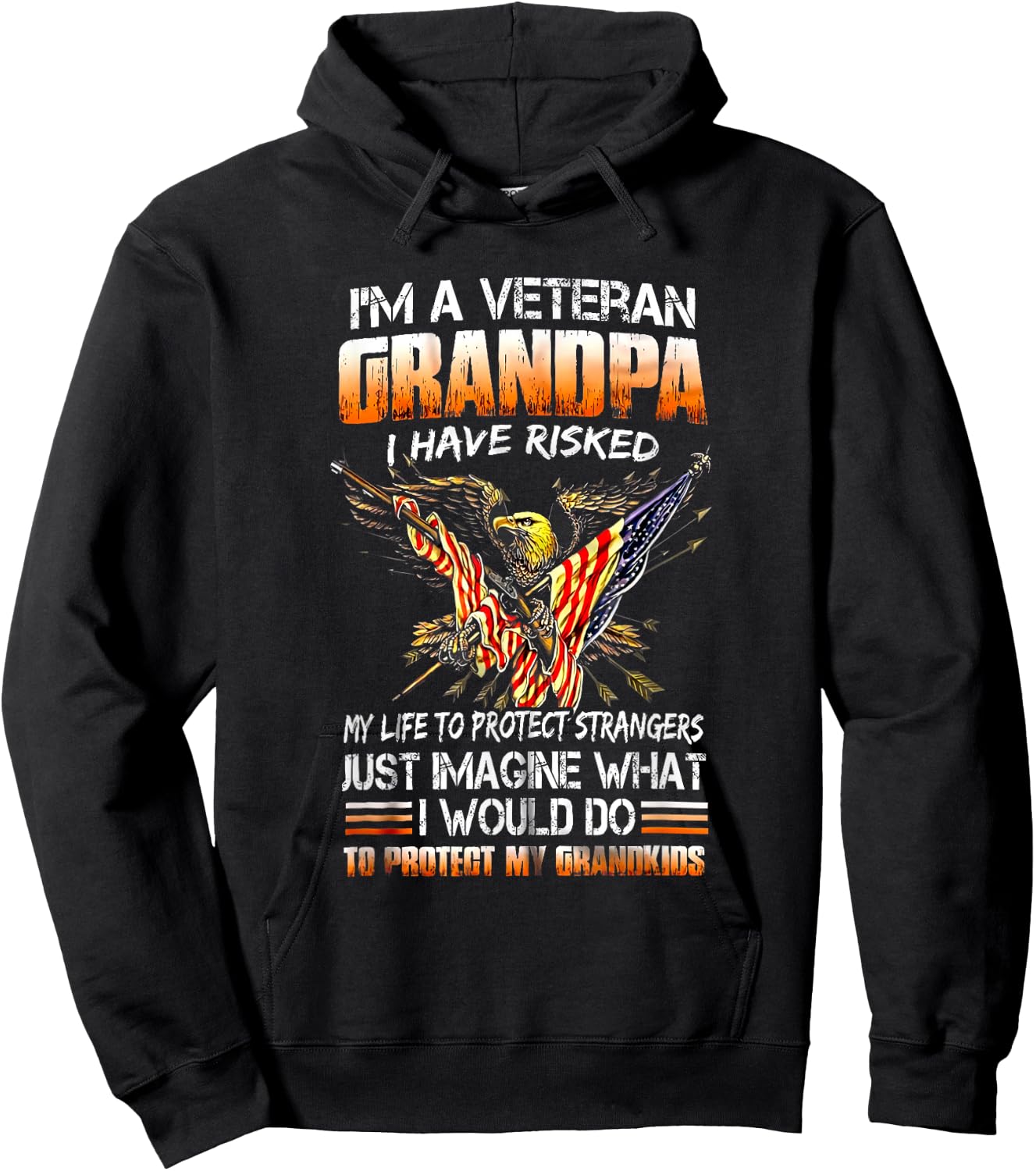 Veteran Grandpa Proud Vet Grandfather Fathers Day Hoodie - Hoodie | Black