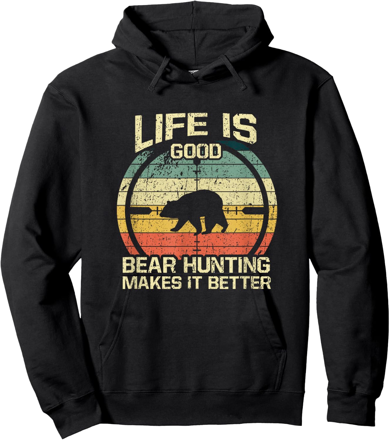 Retro Vintage Bear Hunter Bear Hunting Makes It Better Hoodie - Hoodie | Black