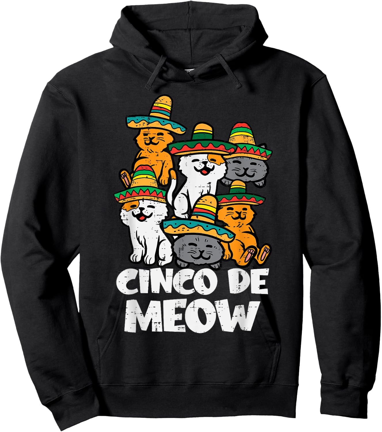 Cinco De Meow Cats Kitten Cute Cinco De Mayo Women Girls Hoodie - Hoodie | Black