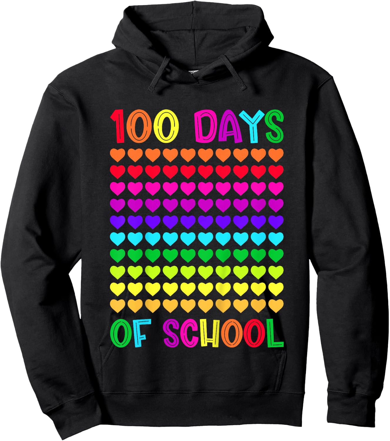 100 Days of School and Still Loving it Hearts 100th Day Girl Hoodie - Hoodie | Black