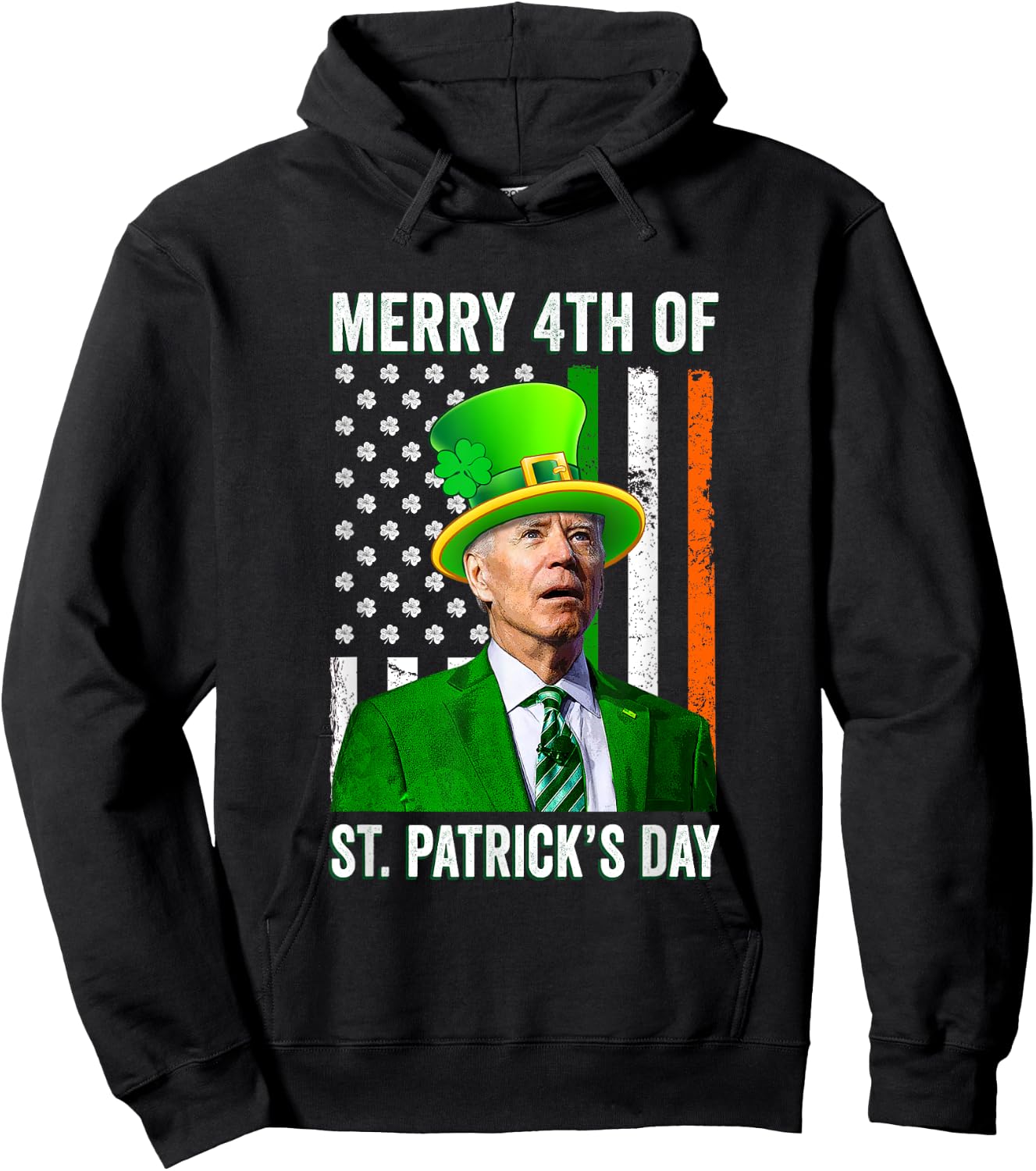 Merry 4th Of St. Patrick's Day Joe Biden St Patricks Day Hoodie - Hoodie | Black