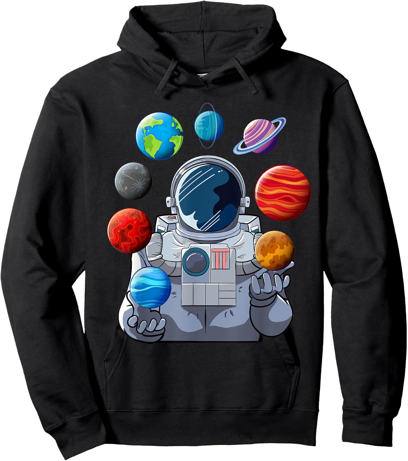 Astronaut Planets Space Moon Galaxy Stars Spaceship Hoodie - Hoodie | Black
