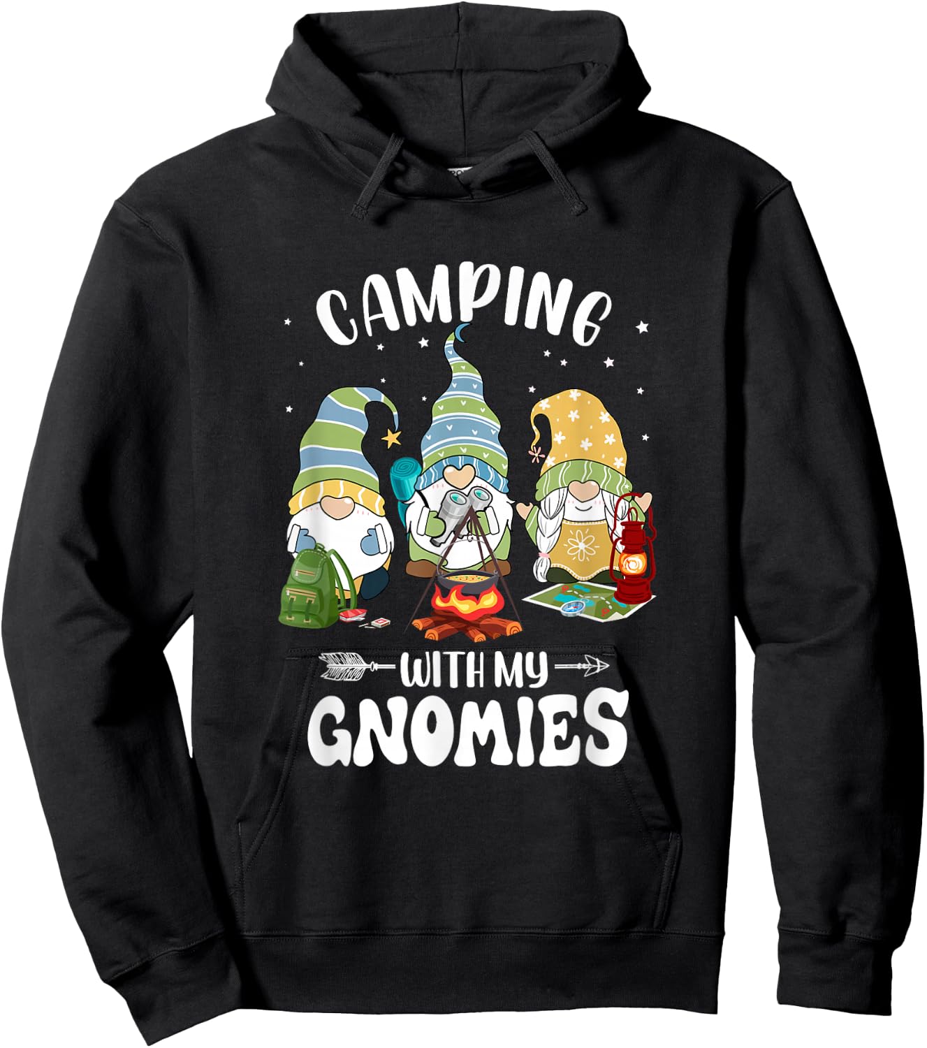 Camping with My Gnomies Funny Gnome Camp Hoodie - Hoodie | Black