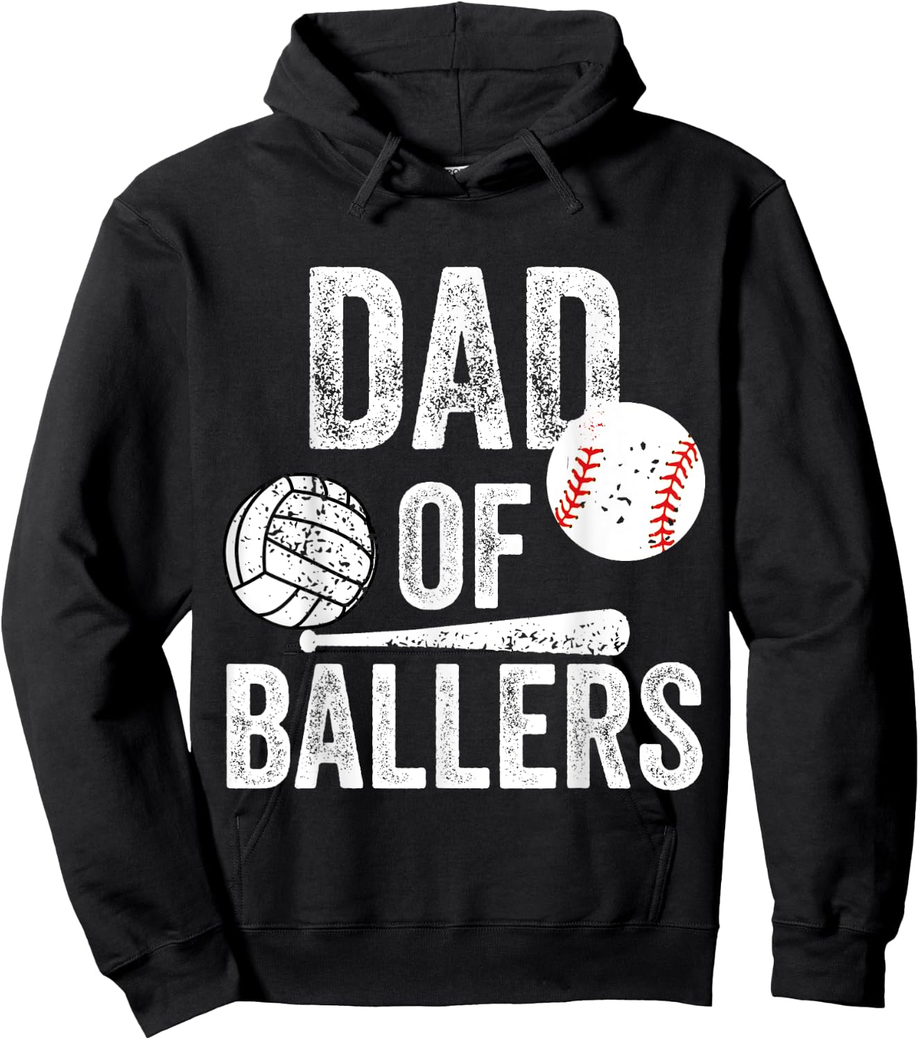 Dad of Ballers Volleyball Baseball Daddy Fathers Day Funny Hoodie - Hoodie | Black