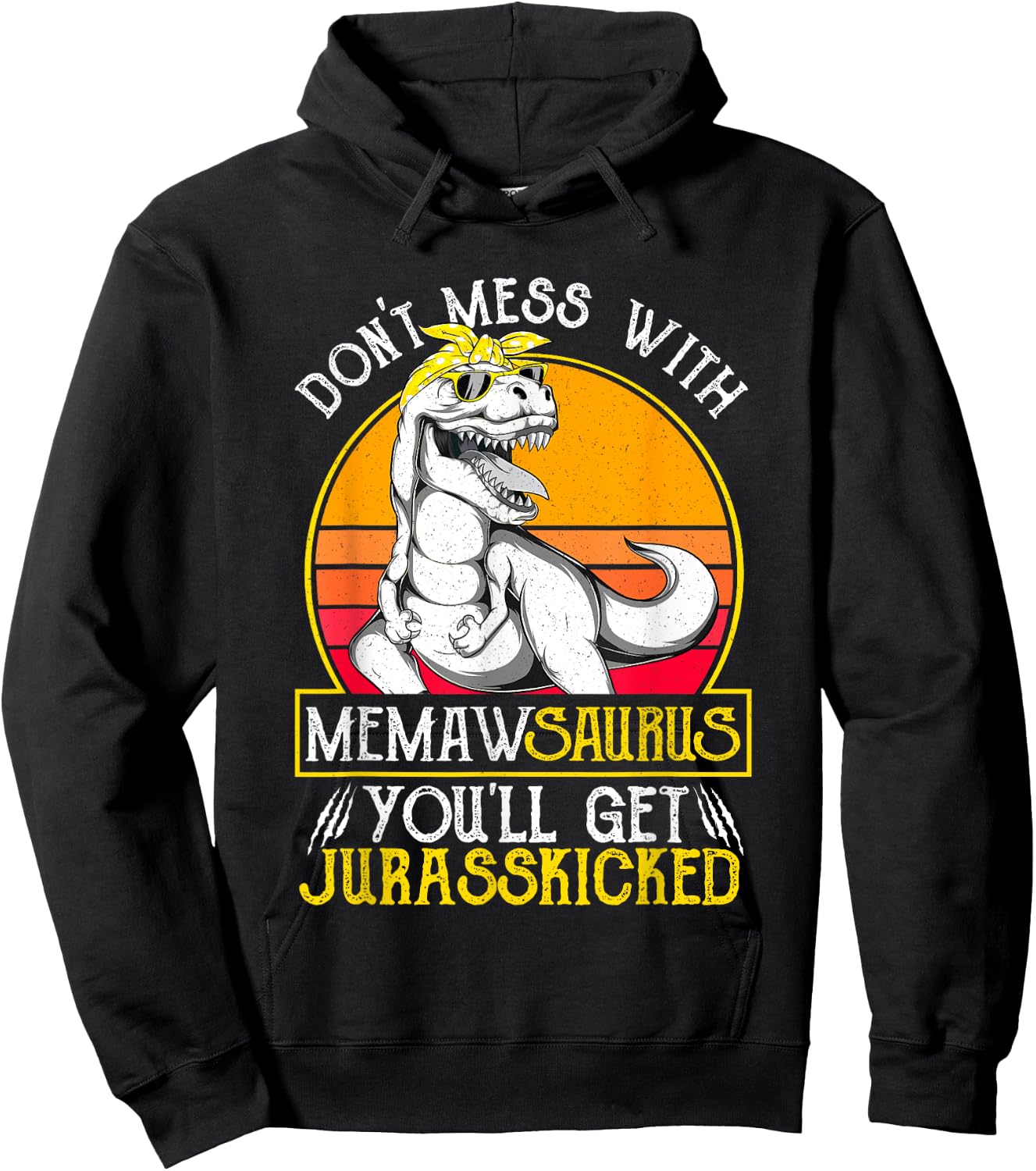 Vintage Jurasskicked Memaw Saurus Shirt, Dino Grandma Hoodie - Hoodie | Black