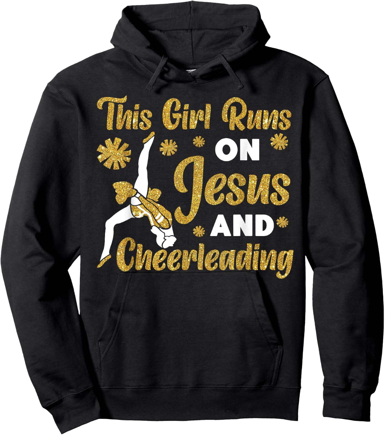 Cheer Cheerleading Jesus Faith Christian This Girl Runs On Hoodie - Hoodie | Black