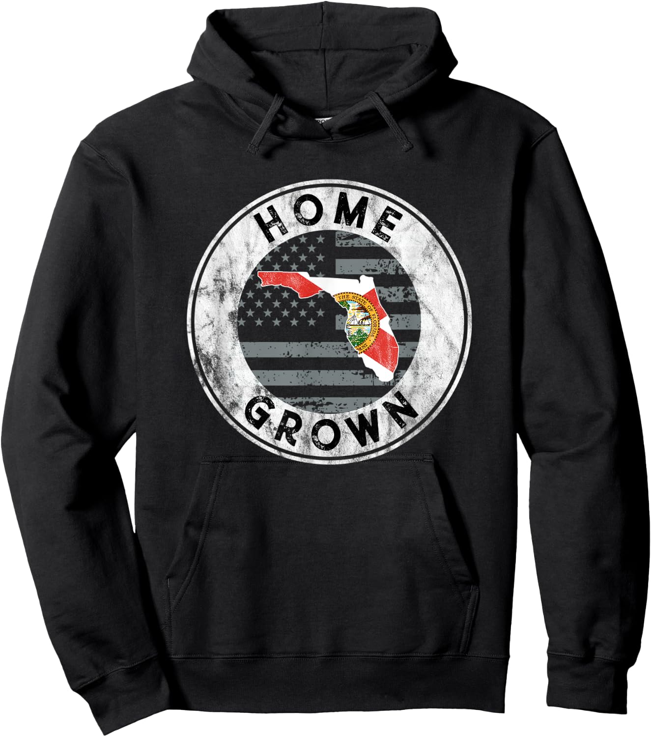 Florida Home Grown State Country American Flag Pride Love FL Women Men Hoodie - Hoodie | Black