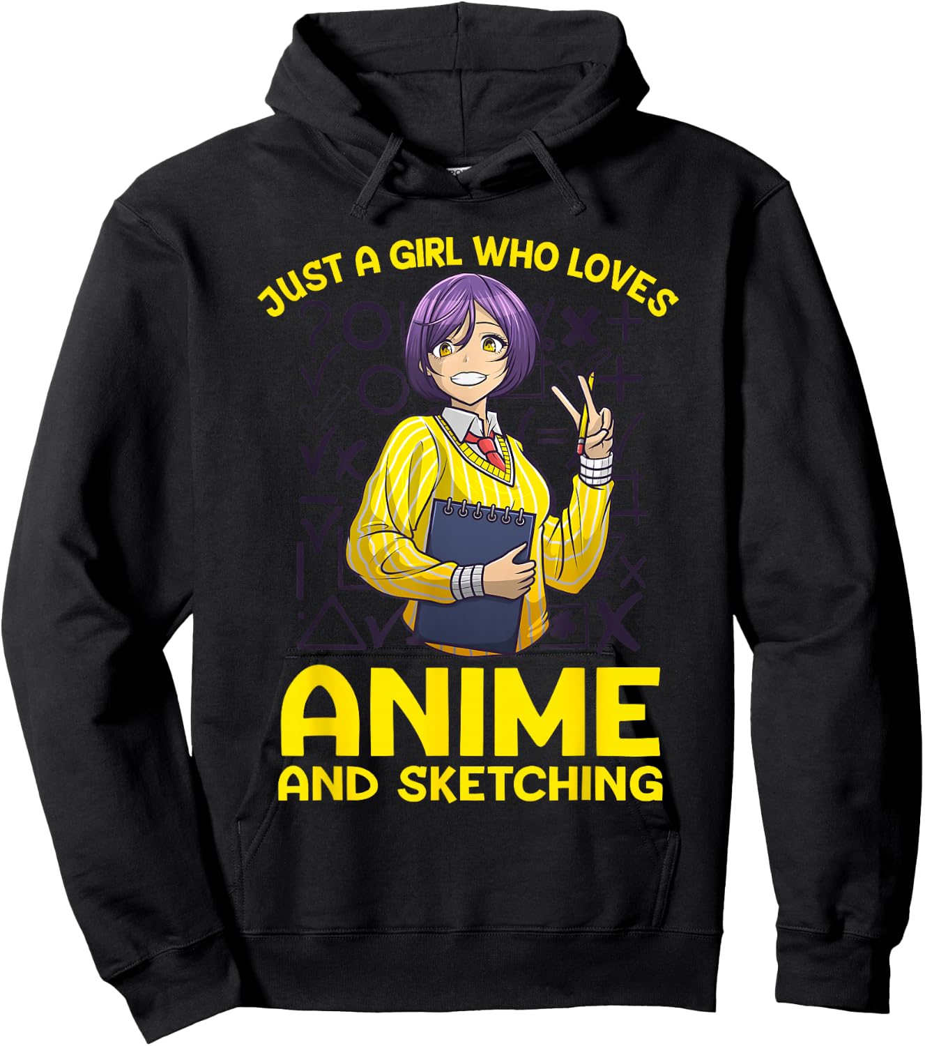Anime Art Teen Girl Anime Merch Sketch Anime Lover Hoodie - Hoodie | Black