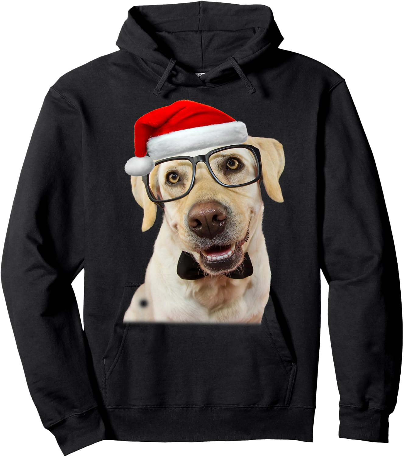 Yellow Lab Glasses Santa Hat Christmas Labrador Retriever Hoodie - Hoodie | Black