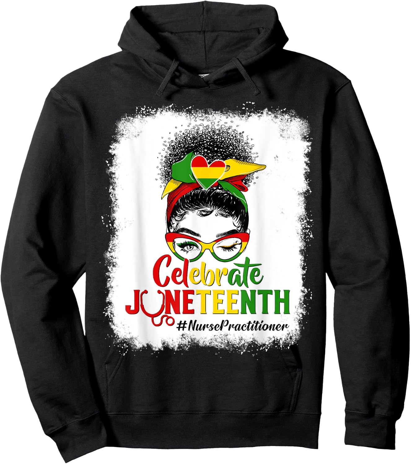 Black Nurse Practitioner Messy Bun Celebrate Juneteenth Afro Hoodie - Hoodie | Black