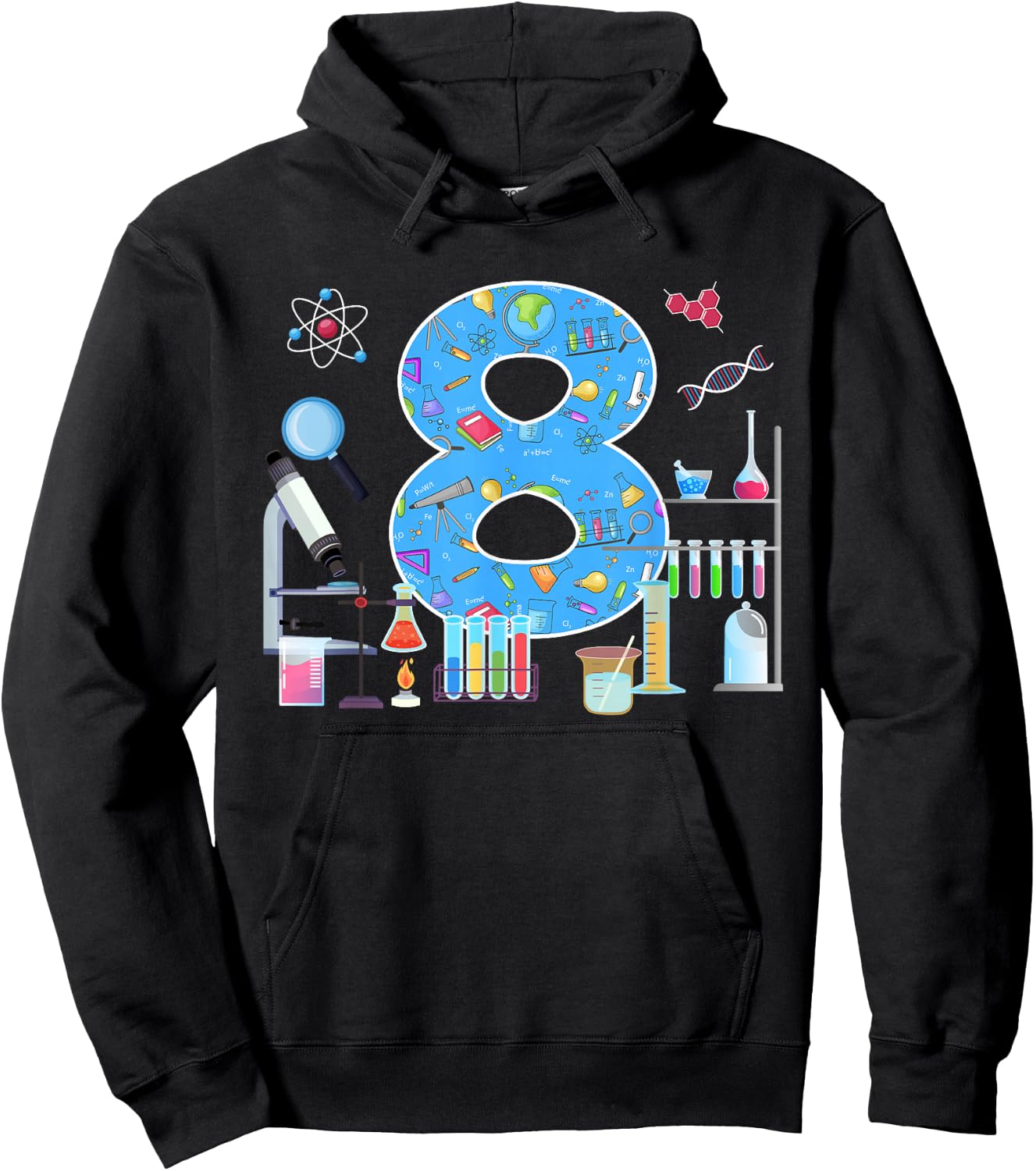 8th Birthday Science Theme 8 Year Old Birthday Scientist Hoodie - Hoodie | Black