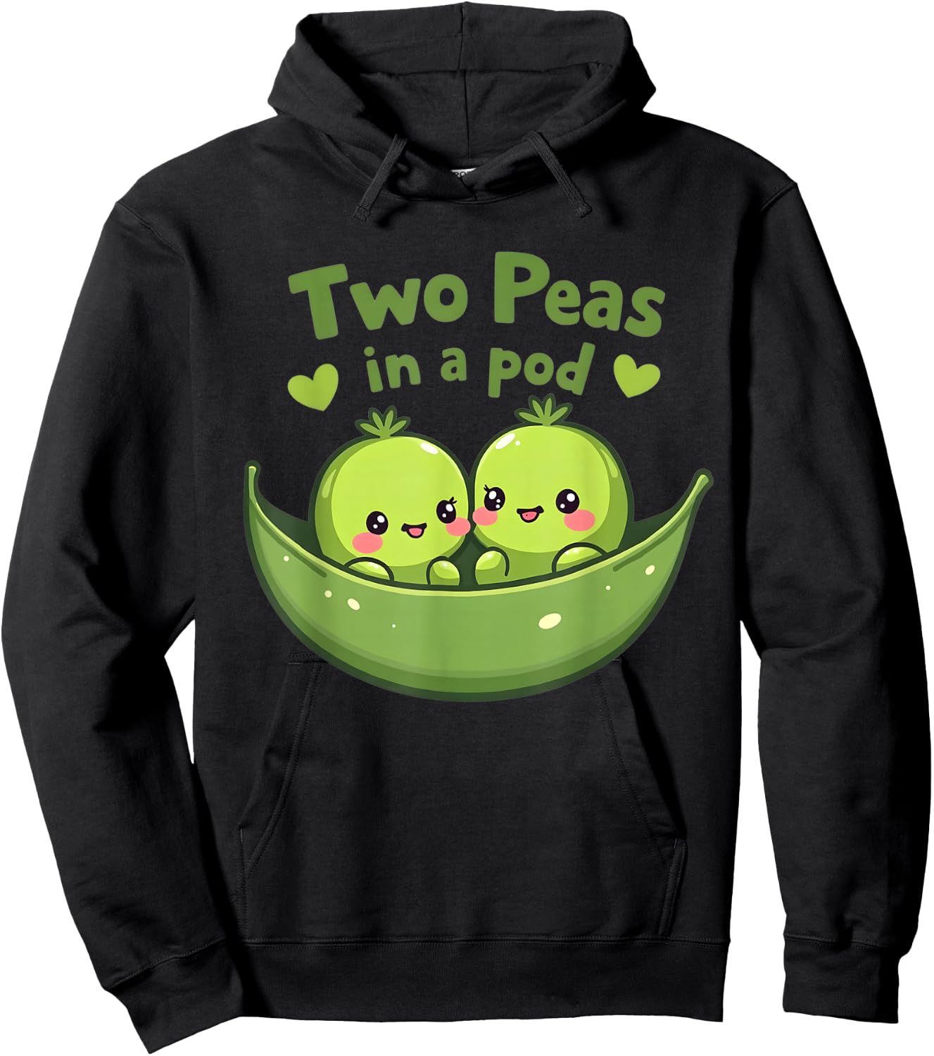 Two Peas in A Pod Best Matching Friends Kawaii Veggie Costum Hoodie - Hoodie | Black