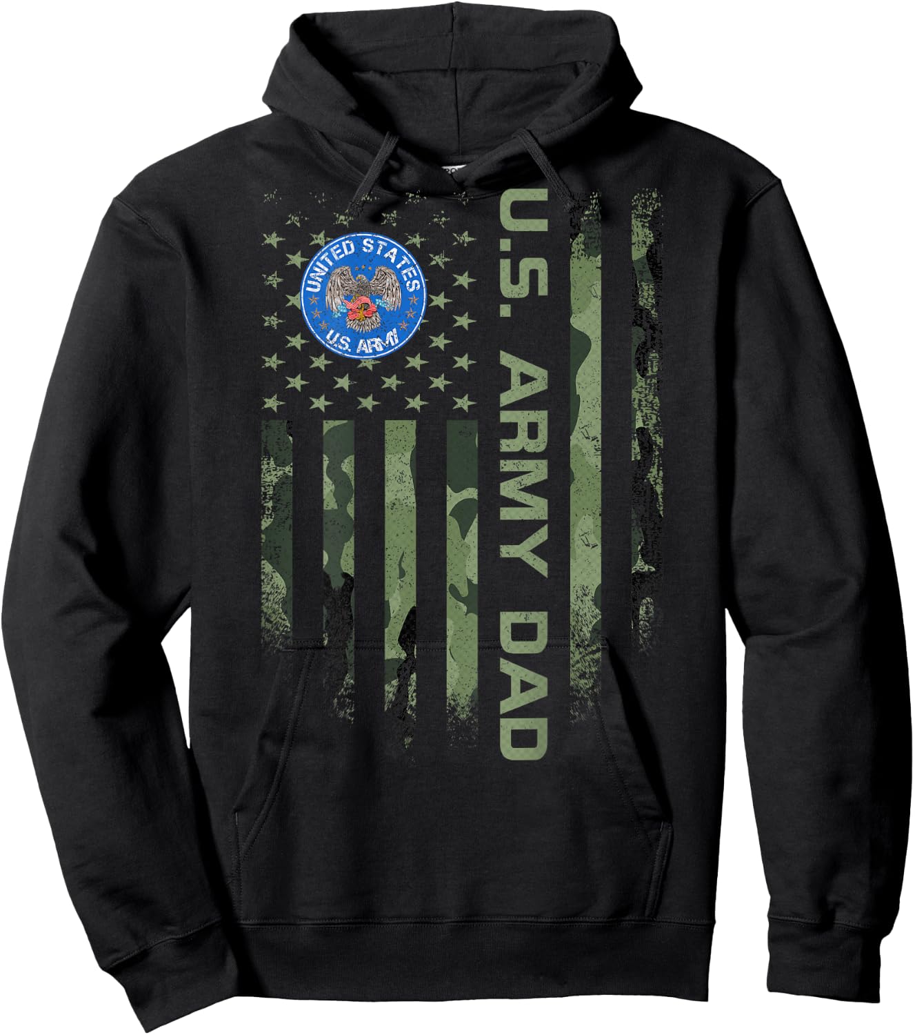 Vintage USA American Flag Proud US Army Veteran Dad Funny Hoodie - Hoodie | Black