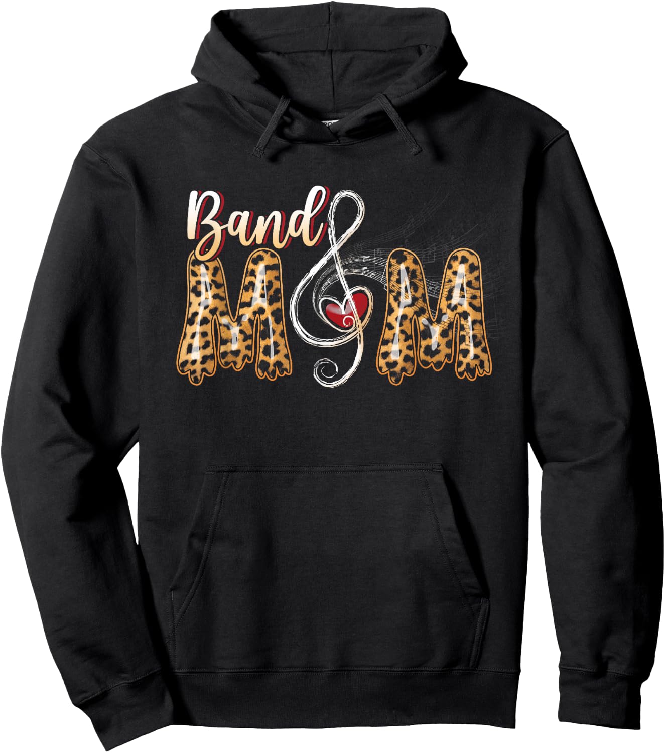 Band Mom Leopard Print Proud Mom Musical Marching Band Hoodie - Hoodie | Black