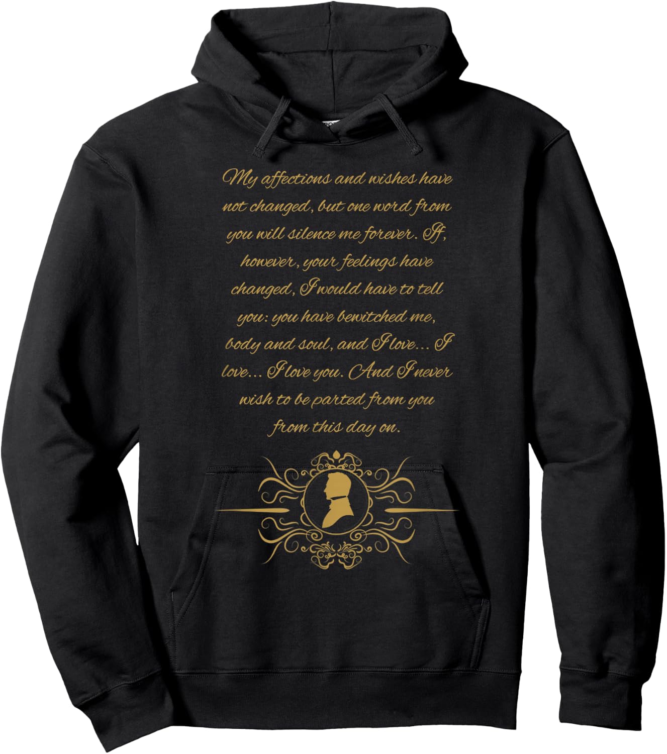 Jane Austen Mr. Darcy Romantic Quote Literary Book Club Fan Hoodie - Hoodie | Black