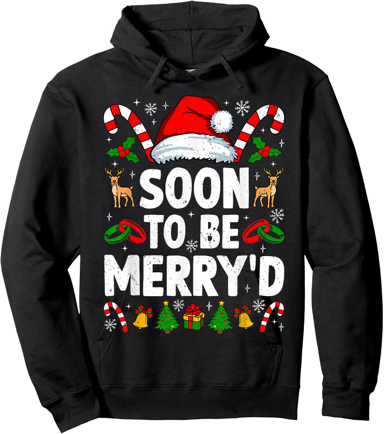 Soon to Be Merry'd Engaged Christmas Squad Couples Fiance Hoodie - Hoodie | Black