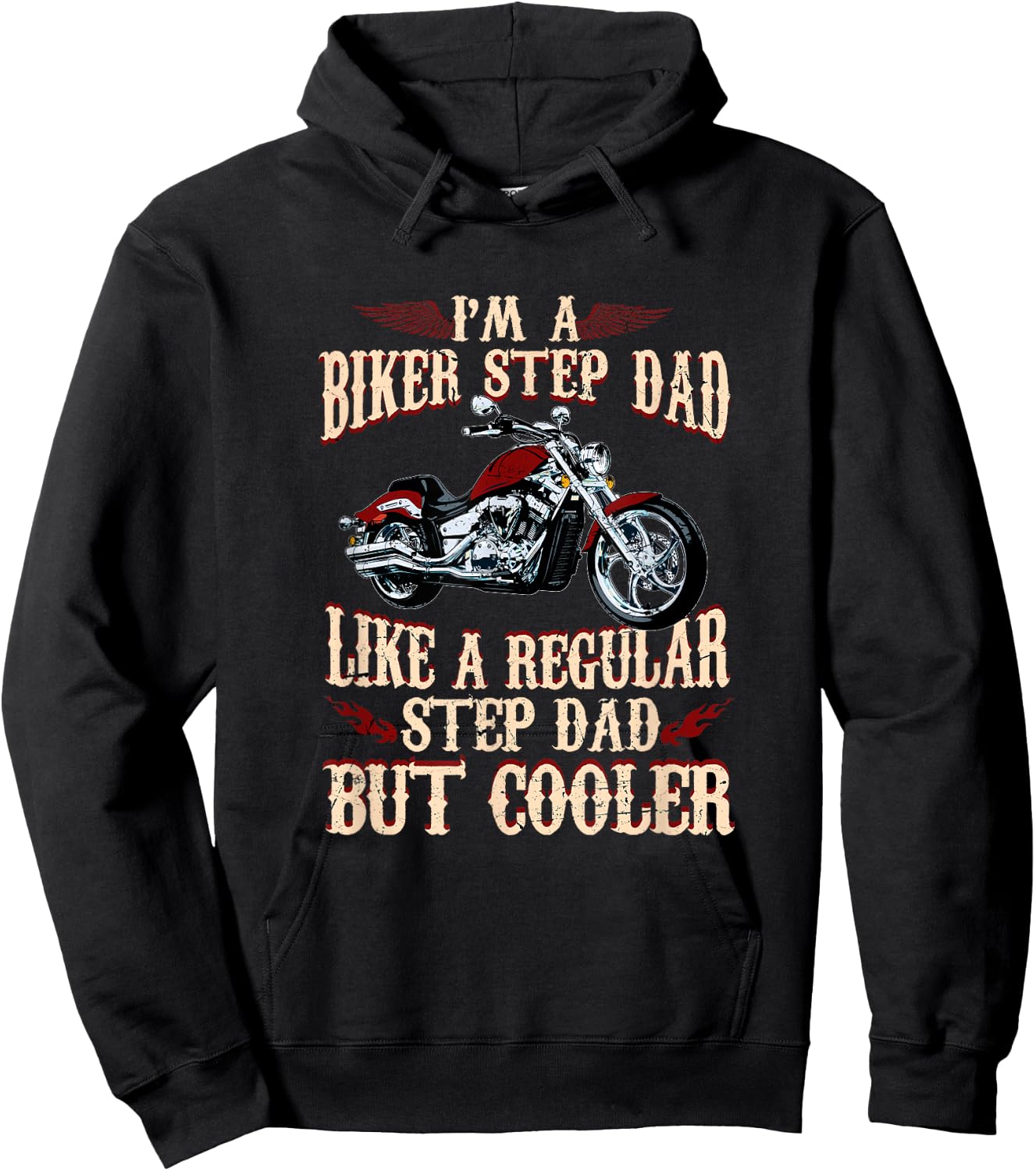 Step Dad Biker Design For Cool Motorcycle Step Dads Hoodie - Hoodie | Black
