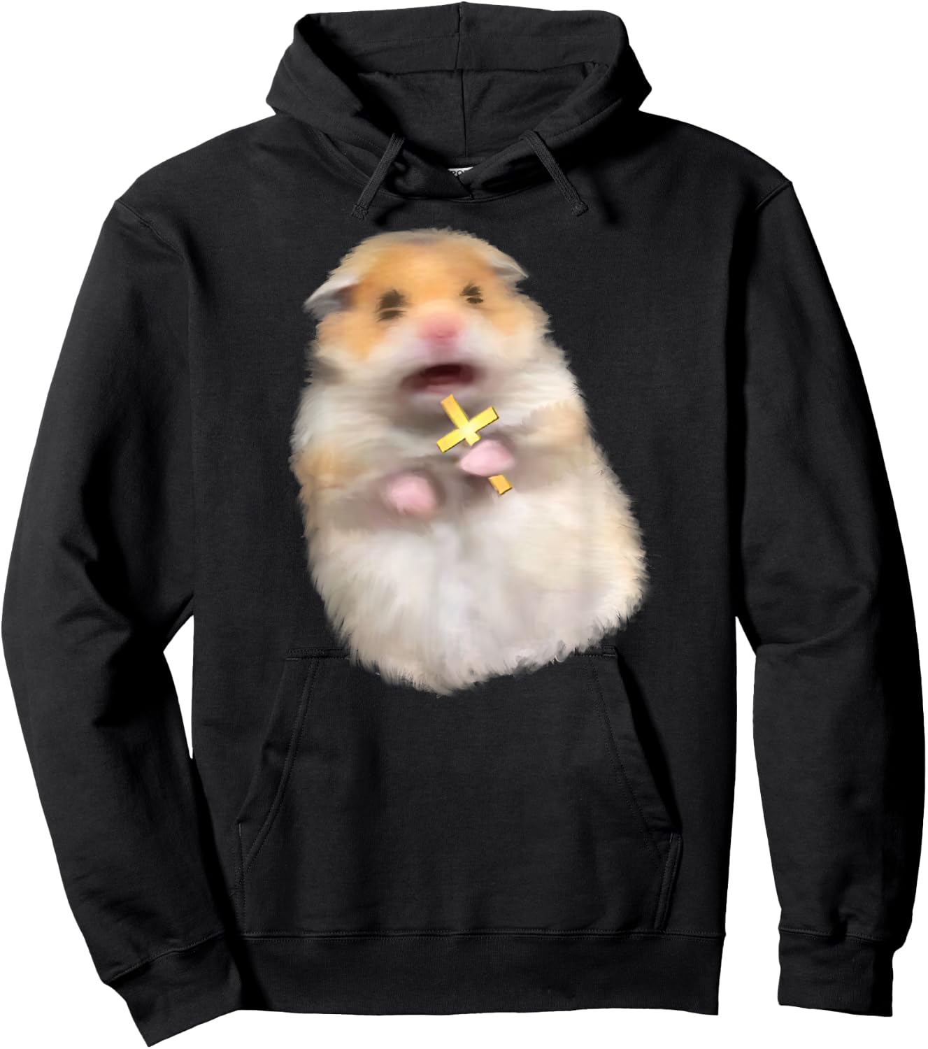 Scared Hamster Meme Kids Cute Christian Hamster Sacred Cross Hoodie - Hoodie | Black