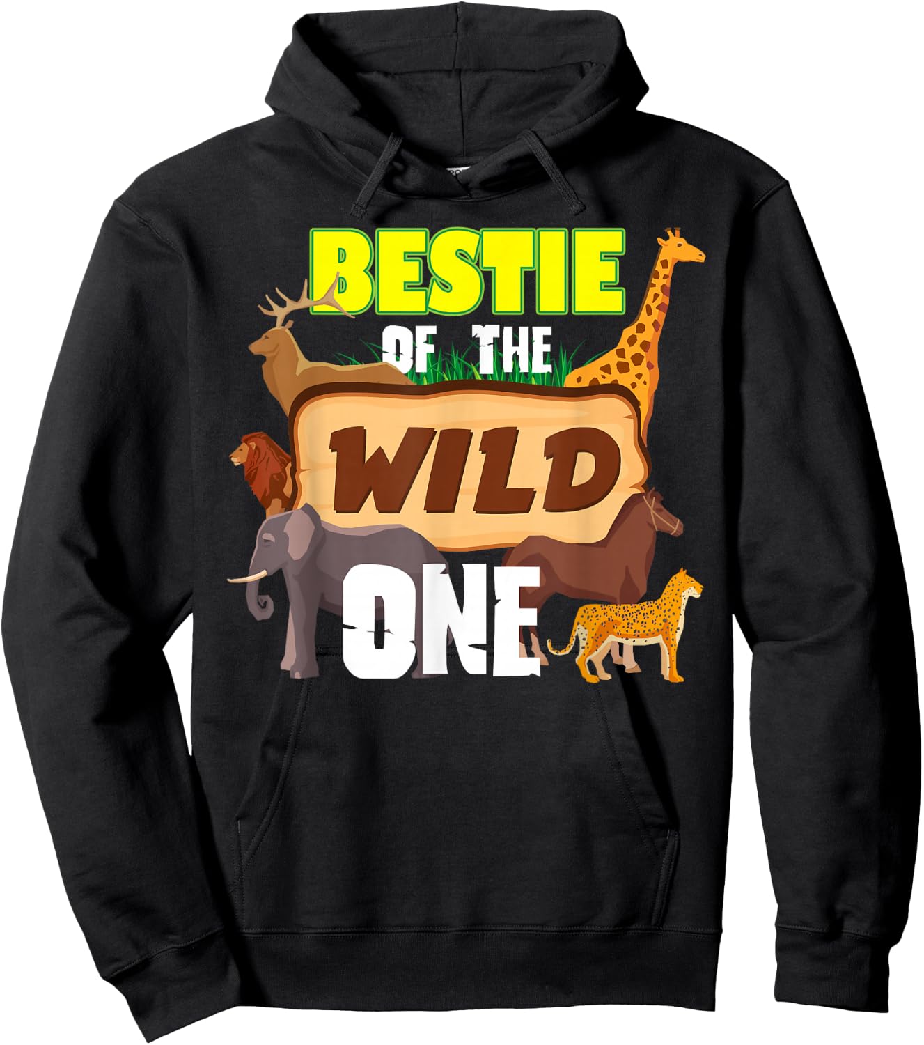 Bestie Of The Wild One Zoo Keeper Safari Animal Birthday Hoodie - Hoodie | Black
