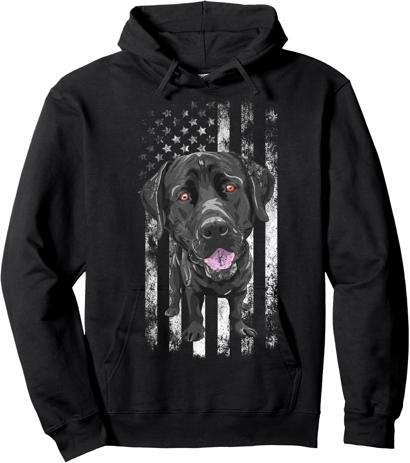 Black Labrador American Flag Patriotic Dog Dad Mom Black Lab Kids Men Hoodie - Hoodie | Black